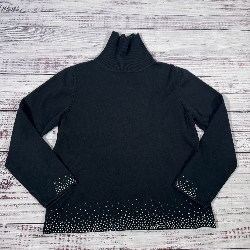 Christine Alexander Black Knit Sweater with Sparkle Bling Detail